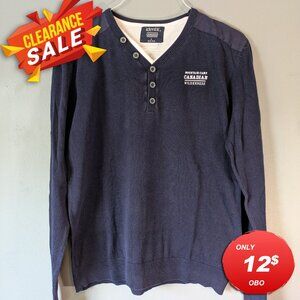 Blue-white VNeck Cotton Sweater